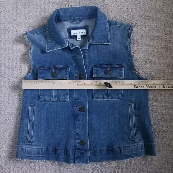 LOFT Made and Loved Denim Vest Womens Blue Size XS Punk Rock Biker Festival - Picture 7 of 11